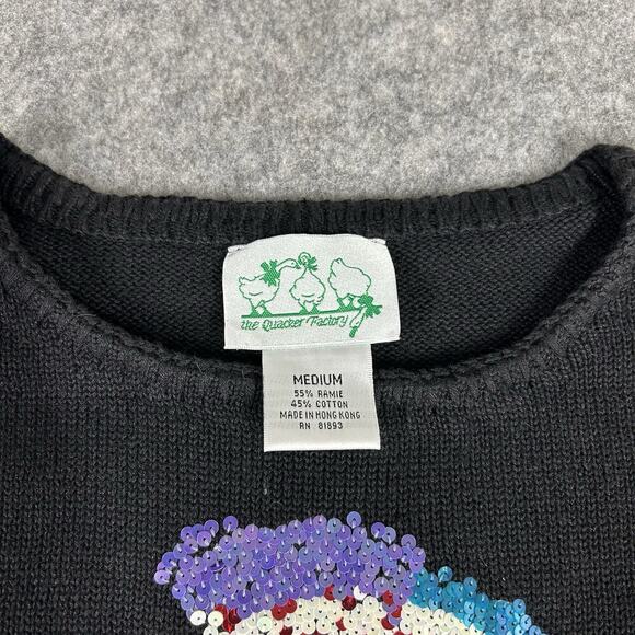 Vintage Quacker Factory Sweater Womens Medium Tunic Sequin Snowman Holiday - Picture 3 of 6